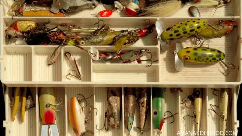 fishing tackle in tackle box